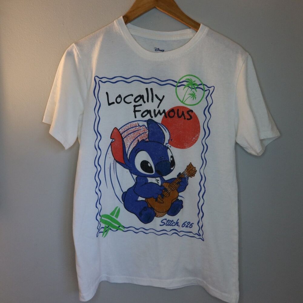 Disney T-Shirt Lilo & Stitch Locally Famous Womens M White crew y2k 90s gorpcore